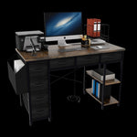 ZUN 47" Computer Desk With Power Outlet,Writing Desk with 7 Fabric Drawers,Vanity table Drawers and W2887P239383