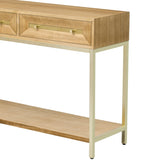 TREXM Entryway Table, Console Table with Two Drawers, Retro Hallway Table with Striking Geometric N715P227910N