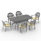 ZUN L72.44*W38.58-inch Cast Aluminum Patio Dining Table with Black Frame and Umbrella Hole W1710P166019