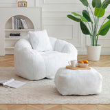 Giant Bean Bag Chair withFootstool, Oversized Bean Bag for Adults and Kids, Faux Fur Shell-Shaped 57728667