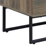 ZUN Rustic Oak and Black Coffee Table with Open Storage B062P185649