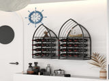 Sailboat Shaped Wine Cabinet Rack, 2 Piece Display Rack, Freestanding Wine Cabinet with Bottle 87501712