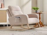 Modern Accent Rocking Chair Rocking Chair with Solid Wood Legs, Upholstered Nursery Glider Rocker, 86838608