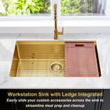 32 Gold Undermount Workstation Kitchen-32 x 19 Inch 16 Gauge Stainless Steel Undermount Kitchen W1386P304431