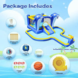 8 in1 Inflatable slide water park trampoline bouncing house outdoor garden with Dolphin sprinkler & 05034806