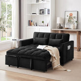 ZUN 55.1-inch 3-in-1 convertible sofa bed, modern velvet double sofa Futon sofa bed with adjustable W2564P165554