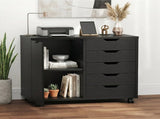 5-Drawer Rolling File Cabinet on Wheels, Wood Printer Stand with Storage Drawers for Home Office, 48695732