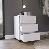 ZUN Artemisa 3 Drawer Filing Cabinet, Four Casters, Superior Top -White B20091891