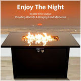 ZUN 25" H x 42" W Steel Outdoor Fire Pit Table with Lid B120P242624