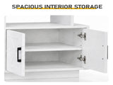 White Embossed Fireplace TV Stand, 179*35*57.5cm, Particle Board, 4 Doors & 2 Shelves, Barn Door 66713186