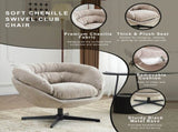 Modern Chenille Chair, 360&deg Swivel Club Chair/Accent Chair with Removable Cushion, Round N817P207777K