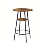 ZUN Round bar stool set with shelves, stool with backrest Rustic Brown, 23.6'' Dia x 35.4'' H W116294524