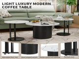 Coffee Table Set of 3, Modern Nesting Tables with Faux Marble Top and Metal Legs, Round 66759976