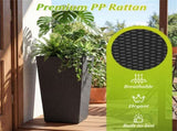 Set of 3 PP Rattan Wicker Planters with Metal Frame & Inner Pots, Stackable Tall Plant Pots for 77738352