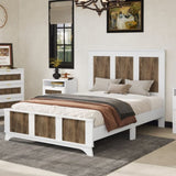 Farmhouse Wooden Platform Full Size Bed, Modern Platform Bed with Wooden Strip Decoration, Plywood WF530905AAK