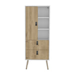 ZUN Huna Tall Dresser, Unit with Door, 2 Drawers, and Open Shelves B200P173201