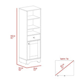 ZUN Linen Single Door Cabinet 55" H, Three External Shelves, One Drawer, Two Interior Shelves, Light Oak B097133112