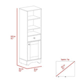 Linen Single Door Cabinet 55" H, Three External Shelves, One Drawer, Two Interior Shelves, Light Oak B097133112