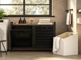 2Bin PullOut Bamboo Laundry Hamper Cabinet, 10Gallon Removable Polyester Fabric Sorter Baskets 46103607