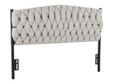 Twin Size Headboard in Black Metal and Cream Fabric B202P223761