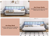 Twin Daybed with RGB LED Lights & Charging Station, Height Adjustable Day Bed Frame with Trundle, W2129P417631