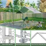 ZUN 10 x 13ft Outdoor Large Metal Chicken Run Coop with 1 piece of Waterproof Cover, Garden Backyard 75157167