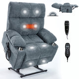 Grey Dual Motor Infinite Position Up to 350 LBS Chenille Power Lift Recliner Chair, Heavy Duty W3224P294319