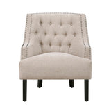 ZUN Modern Traditional Accent Chair Chenille Upholstery Button-Tufted Solid Wood 1pc Living Room B011P182659