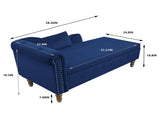 Navy Blue Chaise Lounge Indoor,Velvet Lounge Chair for Bedroom with Storage & Pillow,Modern W1170105033