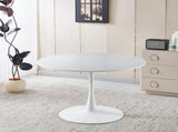 42.1" White Color Top Tulip Table, Mid-century Dining Table for 4-6 People - Round MDF Table Top W234P351011