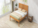 Platform Bed Frame with Headboard, Wood Slat Support, No Box Spring Needed, Full, Oak 00265555