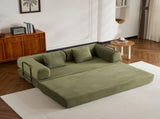 Convertible Sleeper Sofa Bed with Cylindrical Pillow, Corduroy Folding Mattress Couch with W3434P378558