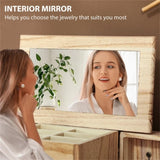 4-Tier Wooden Jewelry Box with Mirror 55405779