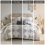 King/Cal King 4 Piece Printed Duvet Cover Set with Throw Pillow B035P148372