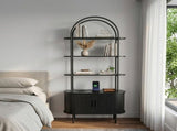 Arched Ceiling 4-Layer Open Shelving Double-Door Roller Shutter Display Case Display Rack with 44561009