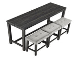 Bar Table Set with Power Outlet, Bar Table and Chairs Set, 4 Piece Dining Table Set, Industrial W487P339351