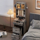 Small Vanity Desk with Sliding Mirror and LED Lights, Makeup Table with Charging Station and Storage 28727409