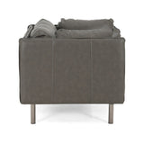 39" Vintage Grey Faux Leather Lounge Chair with Polyester and PU Leather Upholstery, Solid Wood N767P208310D