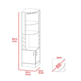 ZUN Syrah Corner Bar Cabinet, Eight Bottle Cubbies, Double Door, Two Open Shelves -Smokey Oak B20091986