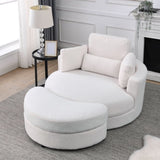 Welike Swivel Accent Barrel Modern Sofa Lounge Club Big Round Chair with Storage Ottoman W83469823