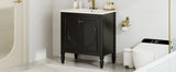 30" Bathroom Vanity with Sink, Two Doors with Shelf, Soft Close Door Hinges, Vintage Style, Black N759P226000B