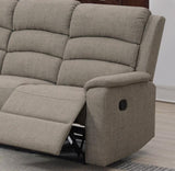 Modern Light Brown Color Burlap Fabric Recliner Motion Sofa 1pc Plush Couch Manual Motion Sofa B011133848