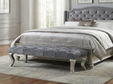 Decor Maxem Tufted Fabric Upholstered Bench Nailhead Trim , Gray T2574P164595