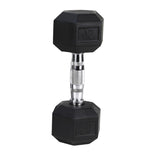 20LB HDRS Rubber Coated Solid Cast Iron Dumbbell with Contoured Chrome Handle, Hexagon 03299427