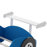 Twin Size Race Car-Shaped Platform Bed with Wheels,Blue WF311965AAC