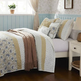 6 Piece Cotton Percale Quilt Set with Throw Pillows Yellow King/Cal King B035129027