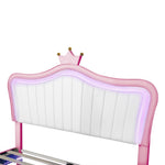 ZUN Queen Size Upholstered Bed Frame with LED Lights,Modern Upholstered Princess Bed With Crown WF307963AAH