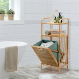 Bamboo Bathroom Shelf with Tilt-out Laundry Hamper 90037264