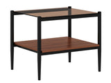 Set of 2 Rectangle End Table, Tempered Glass Tabletop with MDF layer, Modern Table for Living Room , W241P184253