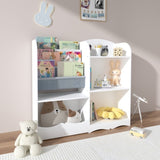 ZUN Kids Bookshelf and Toy Organizer, 3 Tier Bookshelf for, Fabric Toddler Bookcase Book Shelf for 96673789